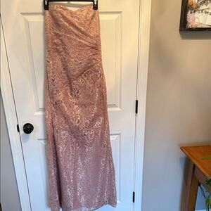 David’s Bridal Size 8 Lace Strapless Gown in Blush Metallic Pink